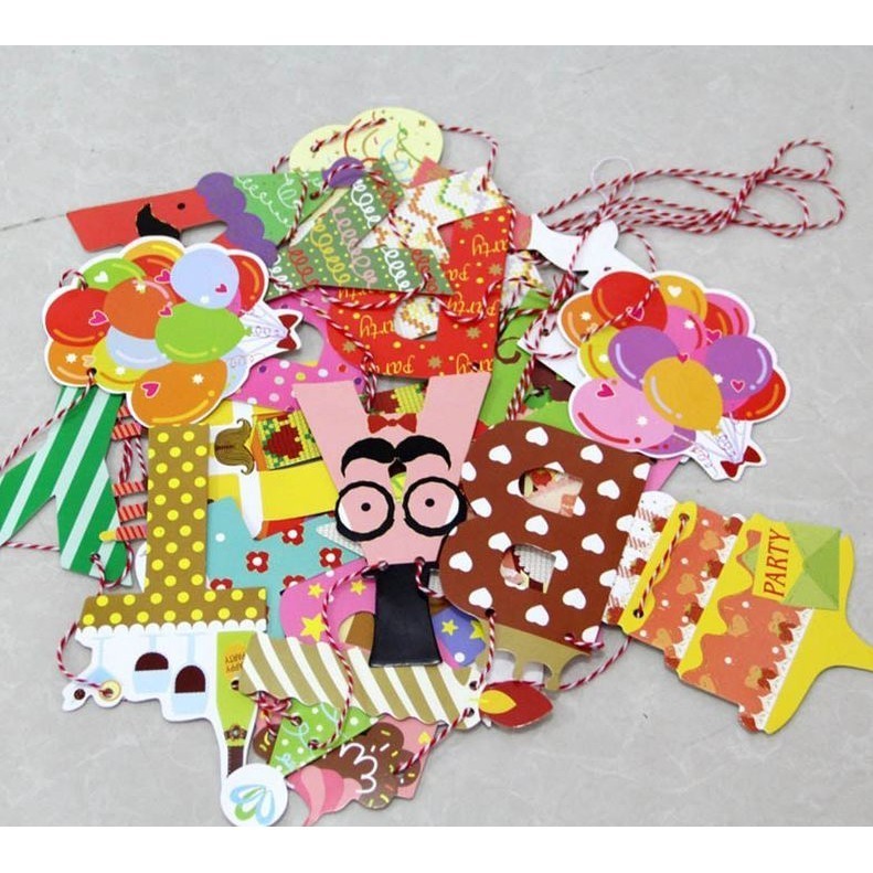 Bunting Girl Boy Kids Cartoon Pull Bar Photo Props Garland Hanging Party Event Happy Birthday Banner 派对彩旗 (394L) - Image 4