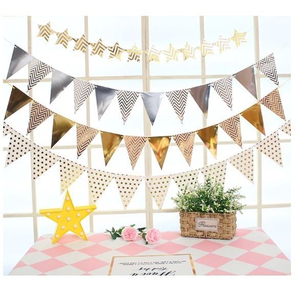 12 Flags 18cm Garlands Birthday Bunting Banners Pennant Baby Shower Wedding Garland Flags Party Decoration(678L) - Image 6