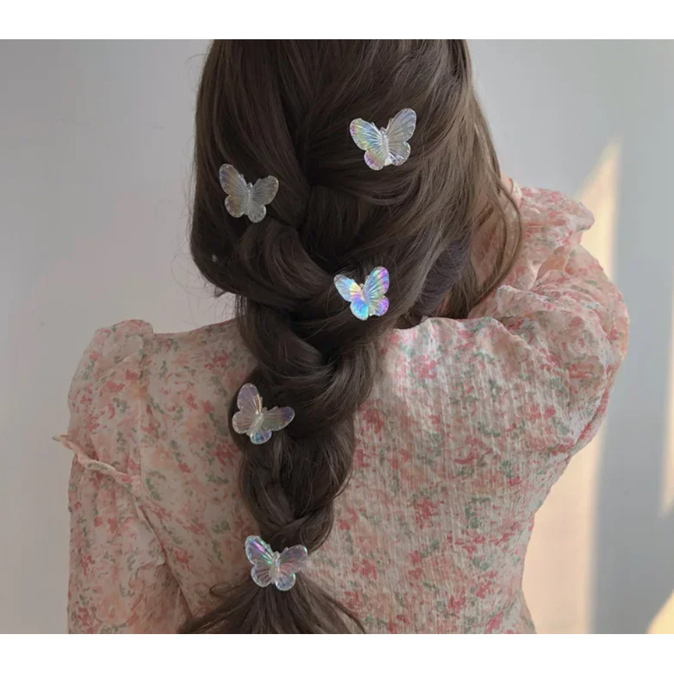 Mini Butterfly Hair Claws Transparent Resin Hair Claws Barrette Fashion Cute Sweet Hairpins 亚克力幻彩立体镭射蝴蝶(1172-2872L) - Image 3