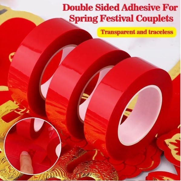 Transparent Double Sided Tape Spring Festival Couplets Sided Tapes New Year Red Wall Stickers Chinese Decor(2788L) - Image 3
