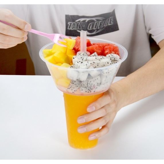 1Set Drink Cup Versatile Convenient Milk Tea Hot Pot Shape Snacks Holder Plastic Holding Trays Sour Powder Water (2844L) - Image 4