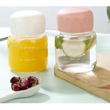 Mini Cute Kawaii Glass Water Bottle 220ml Small Drinking Bottle with Scale Portable Woman Glass Tumbler Girl Milk(2855L) - Image 4