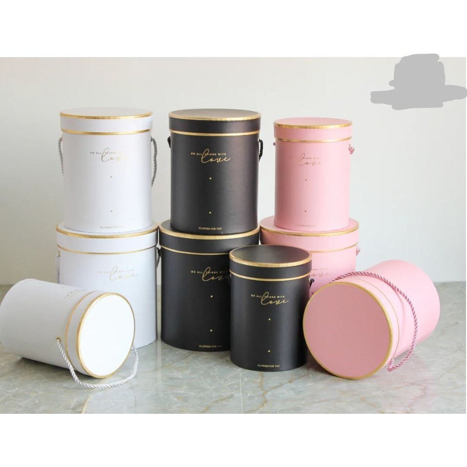 Round Floral Boxes Women Flower Packaging Paper Bag With Lid For Florist Bouquet Flower Packaging Box Gift Box (2812L) - Image 2