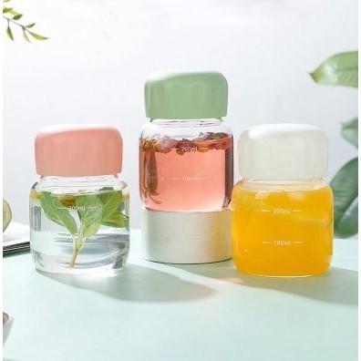 Mini Cute Kawaii Glass Water Bottle 220ml Small Drinking Bottle with Scale Portable Woman Glass Tumbler Girl Milk(2855L) - Image 3