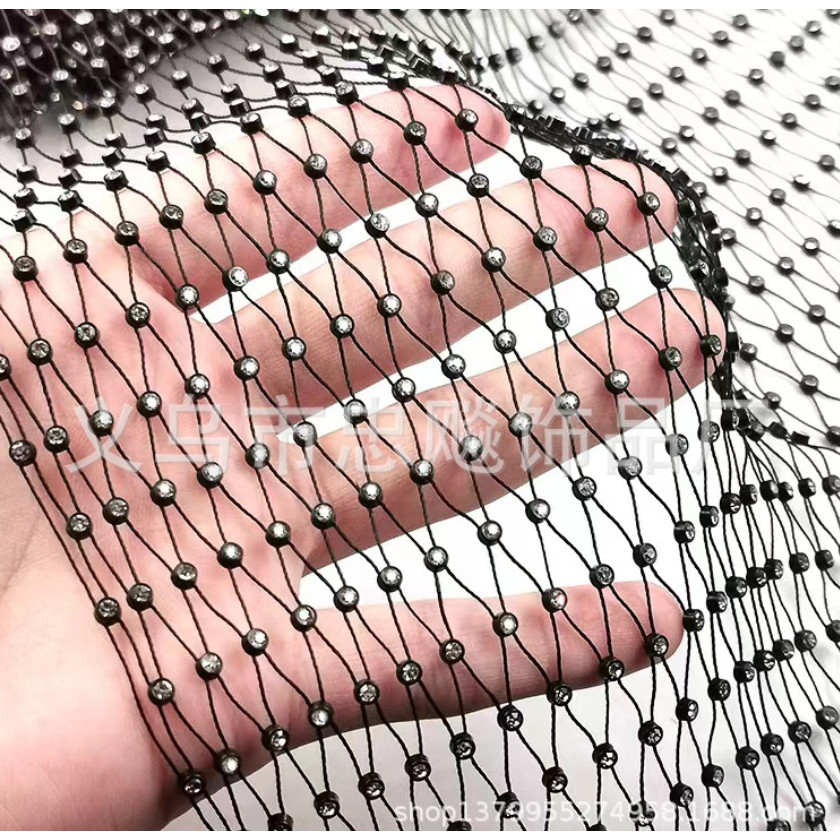 Black White Fishing Net Line Stone Crystal Rhinestone Connection Fabric Ins Hot Designer for DIY Dress 弹力拉伸渔网线钻排钻(2798L) - Image 11