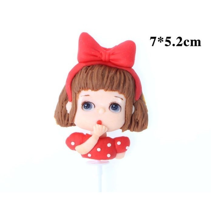 1pc Cake Toppers Cake Decoration Girl Shaped Ornament Polymer Clay Craft (1306L) - Image 4
