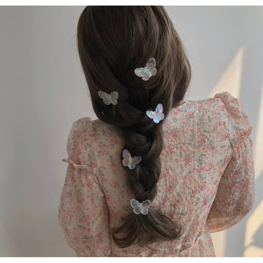Mini Butterfly Hair Claws Transparent Resin Hair Claws Barrette Fashion Cute Sweet Hairpins 亚克力幻彩立体镭射蝴蝶(1172-2872L) - Image 5