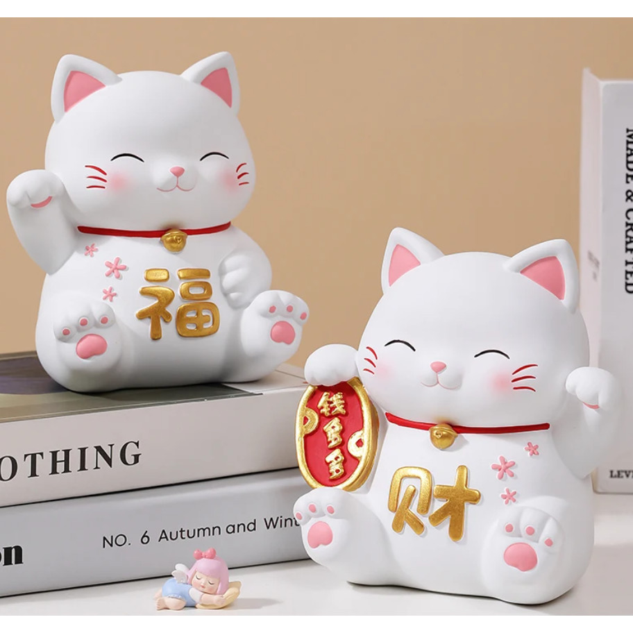 Pet Cat Piggy Bank for Children's Gift Large Capacity Can Take Out Money Fall Not Broken Piggy Bank 招财樱花猫零钱储蓄罐(2807L)