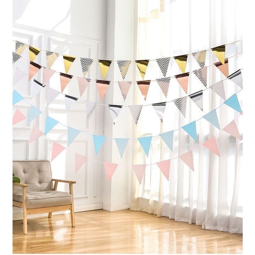 12 Flags 18cm Garlands Birthday Bunting Banners Pennant Baby Shower Wedding Garland Flags Party Decoration(678L) - Image 5