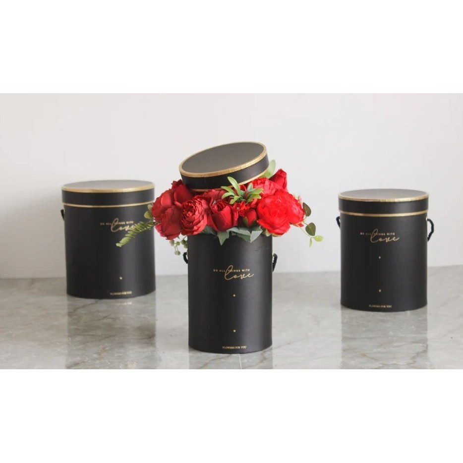 Round Floral Boxes Women Flower Packaging Paper Bag With Lid For Florist Bouquet Flower Packaging Box Gift Box (2812L)