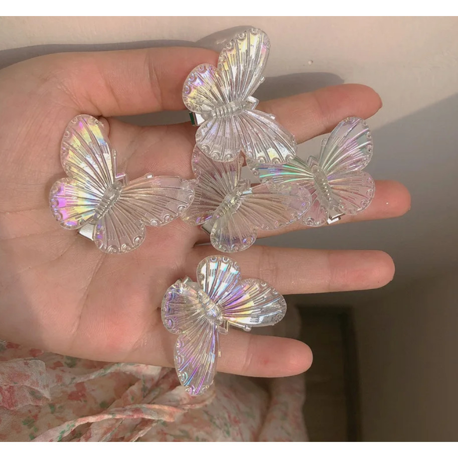 Mini Butterfly Hair Claws Transparent Resin Hair Claws Barrette Fashion Cute Sweet Hairpins 亚克力幻彩立体镭射蝴蝶(1172-2872L) - Image 6