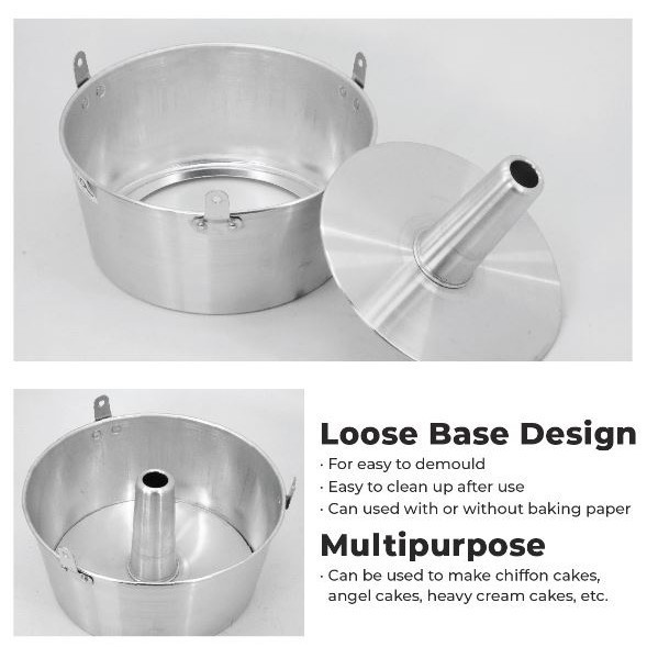 8/9/10inch Round Chiffon Cake Mold Aluminum Tube Pan Baking Cake Mould with Removable Bottom (2885L) - Image 2