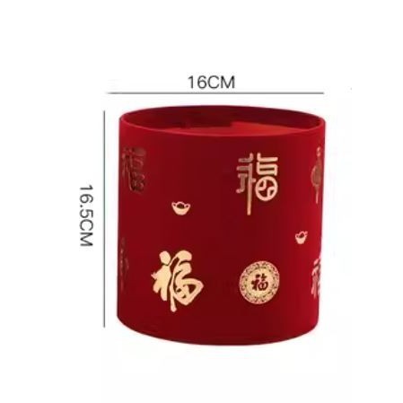 1pc Round Flower Arrangement Bucket New Year's Blessings Barrel Circular Hugging Bucket Fu Character Plush Cloth(2805L) - Image 6