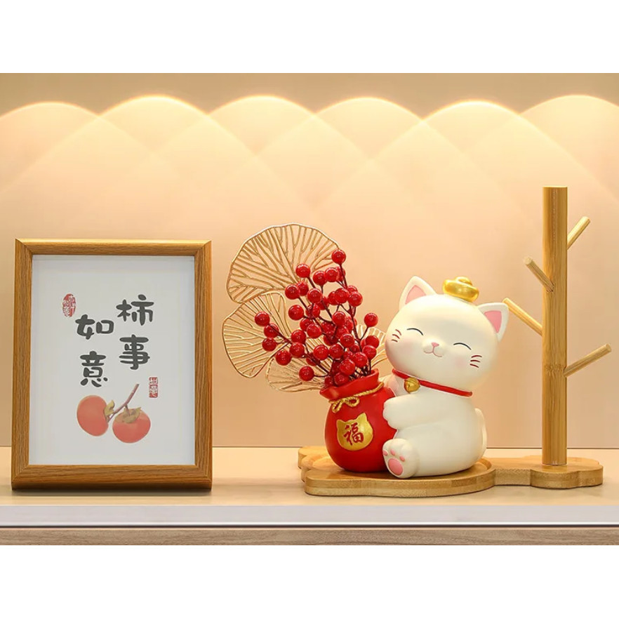Flower Vase Decoration Keys Holder Resin Cat Statue Plant Planters Resin Vase 招财猫新款钥匙玄关收纳摆件(2806L) - Image 7