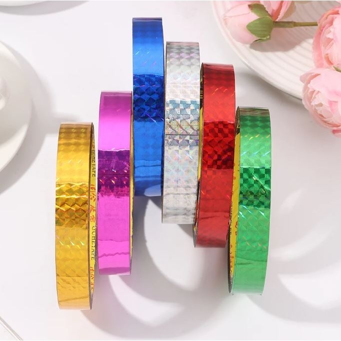 20m/50m 10/18mm Sticker Office Tapes DIY Red Gold Laser Tape Decorative Sticky Stationery Adhesive Sticker Tools (2789L)