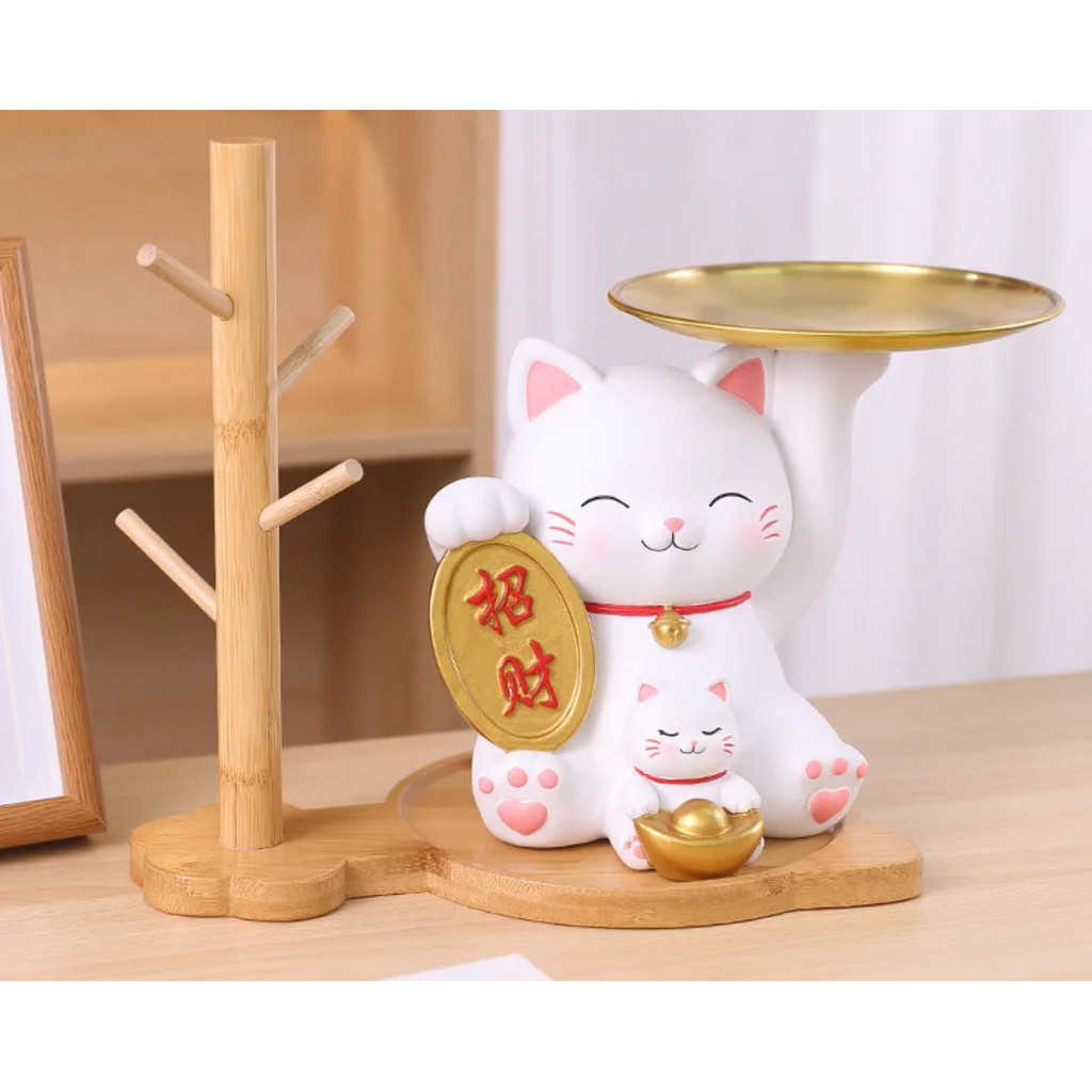Flower Vase Decoration Keys Holder Resin Cat Statue Plant Planters Resin Vase 招财猫新款钥匙玄关收纳摆件(2806L) - Image 4