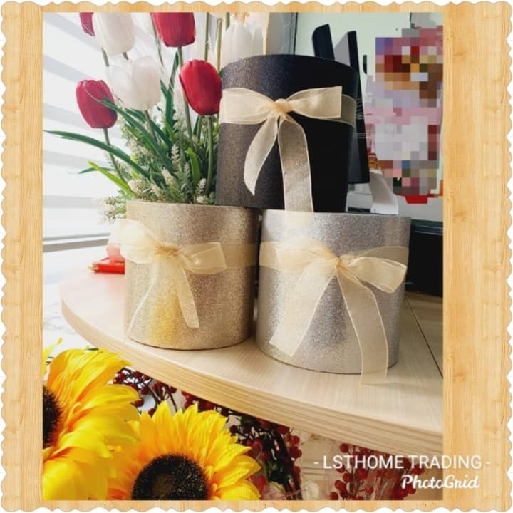 Flower Shimmer Box Round Cardboard Gift Boxes Wedding Party Rose Flower Packaging Decoration Valentine's Day Gift(2834L)