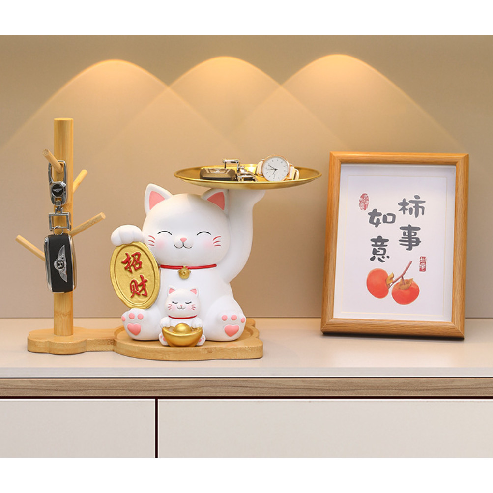 Flower Vase Decoration Keys Holder Resin Cat Statue Plant Planters Resin Vase 招财猫新款钥匙玄关收纳摆件(2806L) - Image 3