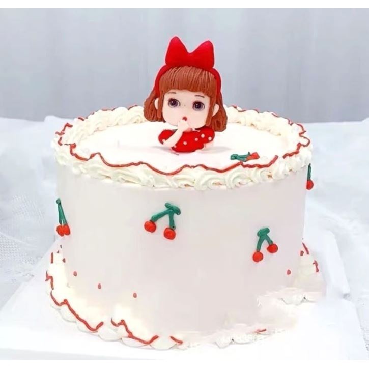 1pc Cake Toppers Cake Decoration Girl Shaped Ornament Polymer Clay Craft (1306L) - Image 3