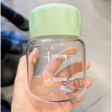 Mini Cute Kawaii Glass Water Bottle 220ml Small Drinking Bottle with Scale Portable Woman Glass Tumbler Girl Milk(2855L) - Image 6