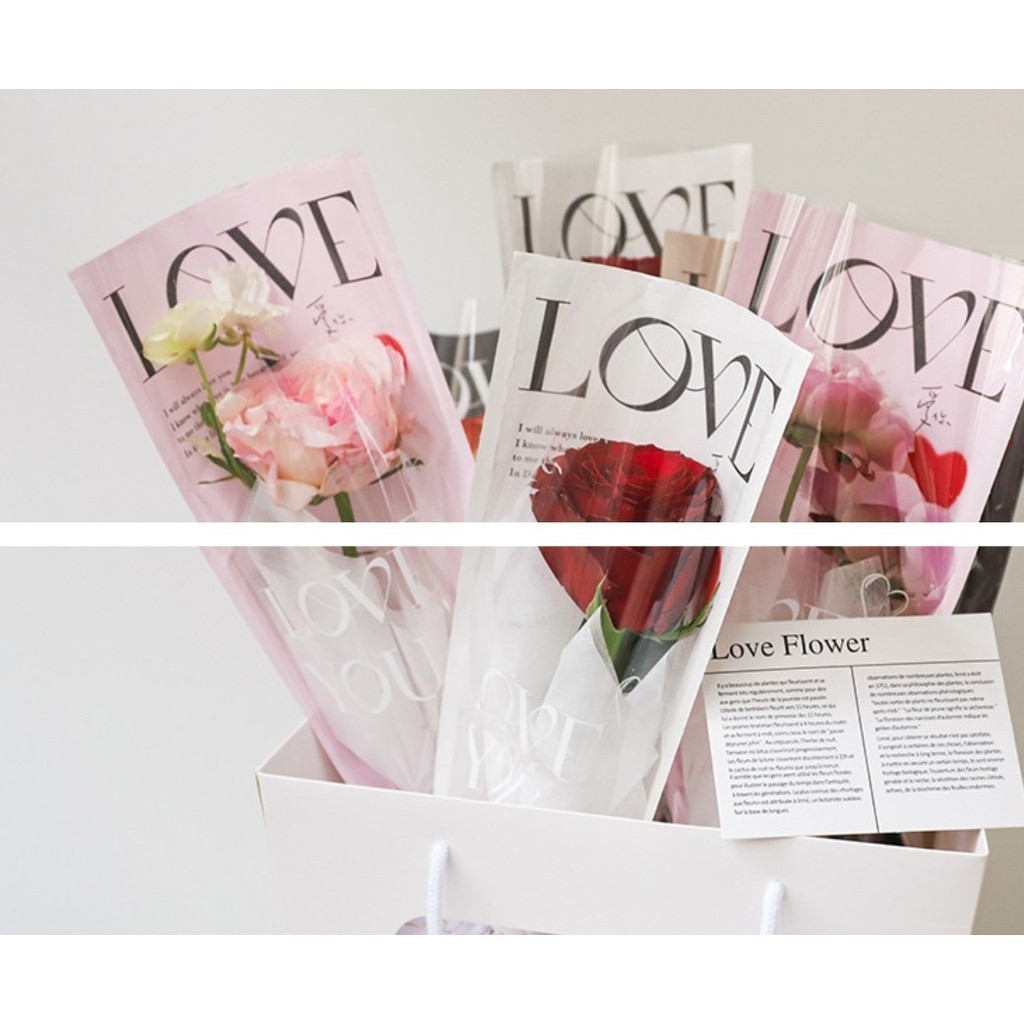 20pcs Lot Single Rose Flower Packaging Bag Gift Wrapping Paper Wedding Floral Package Valentine's Day Decor(2246L)