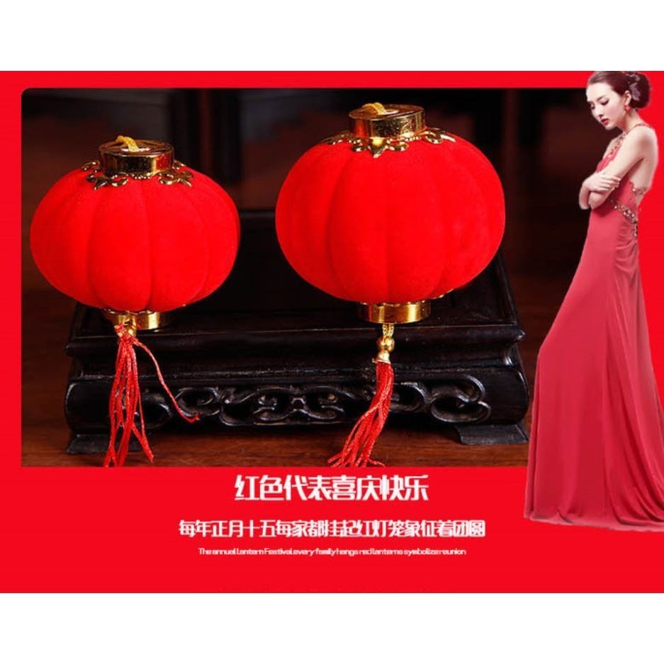 1pc 5cm Small Flocking Red Lanterns Wedding Party Decor Gift DIY Craft Cute Chinese Plastic Lanterns(578L) - Image 4