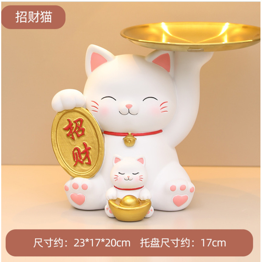 Flower Vase Decoration Keys Holder Resin Cat Statue Plant Planters Resin Vase 招财猫新款钥匙玄关收纳摆件(2806L) - Image 11