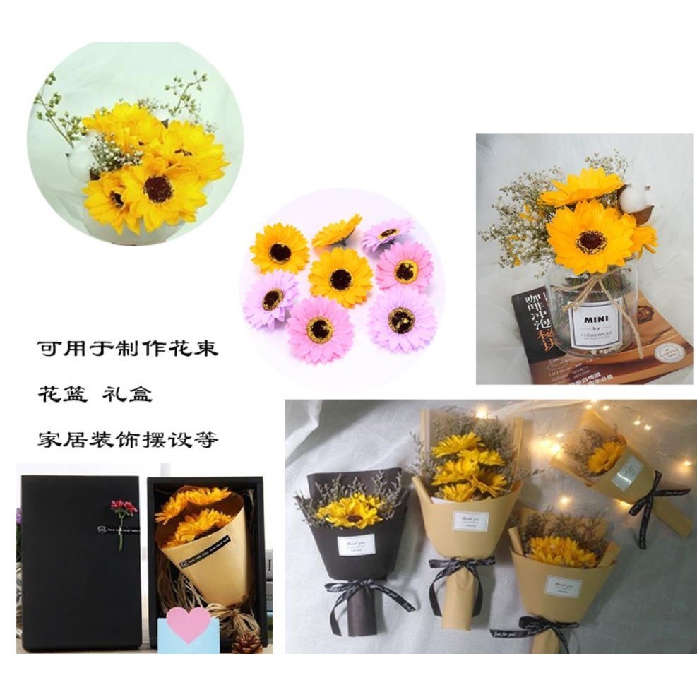 25pcs/box Sunflower Soap Flower Head Bouquet Gift Box Decor with DIY wedding Christmas home decor (644L) - Image 6