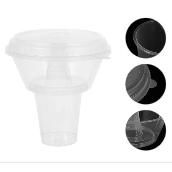 1Set Drink Cup Versatile Convenient Milk Tea Hot Pot Shape Snacks Holder Plastic Holding Trays Sour Powder Water (2844L) - Image 9