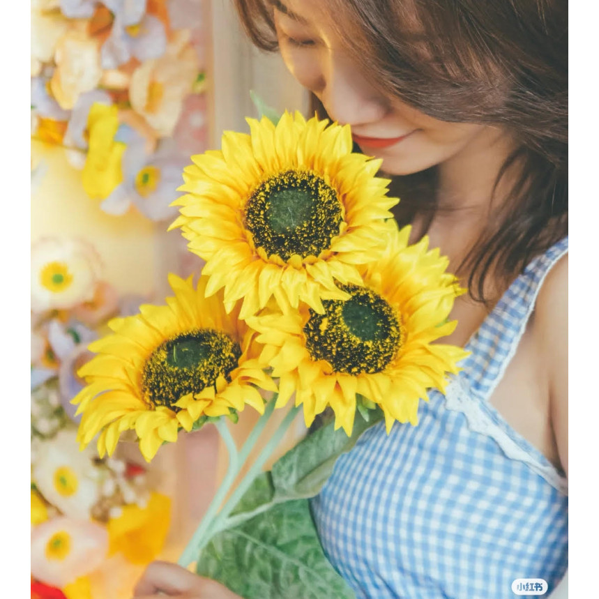 3/5 heads Sunflower Decoration Artificial Sunflower Flower Realistic Silk Daisies for Home Flower Wedding Party (2835L) - Image 7