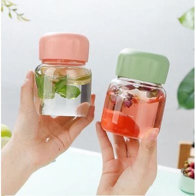 Mini Cute Kawaii Glass Water Bottle 220ml Small Drinking Bottle with Scale Portable Woman Glass Tumbler Girl Milk(2855L) - Image 2
