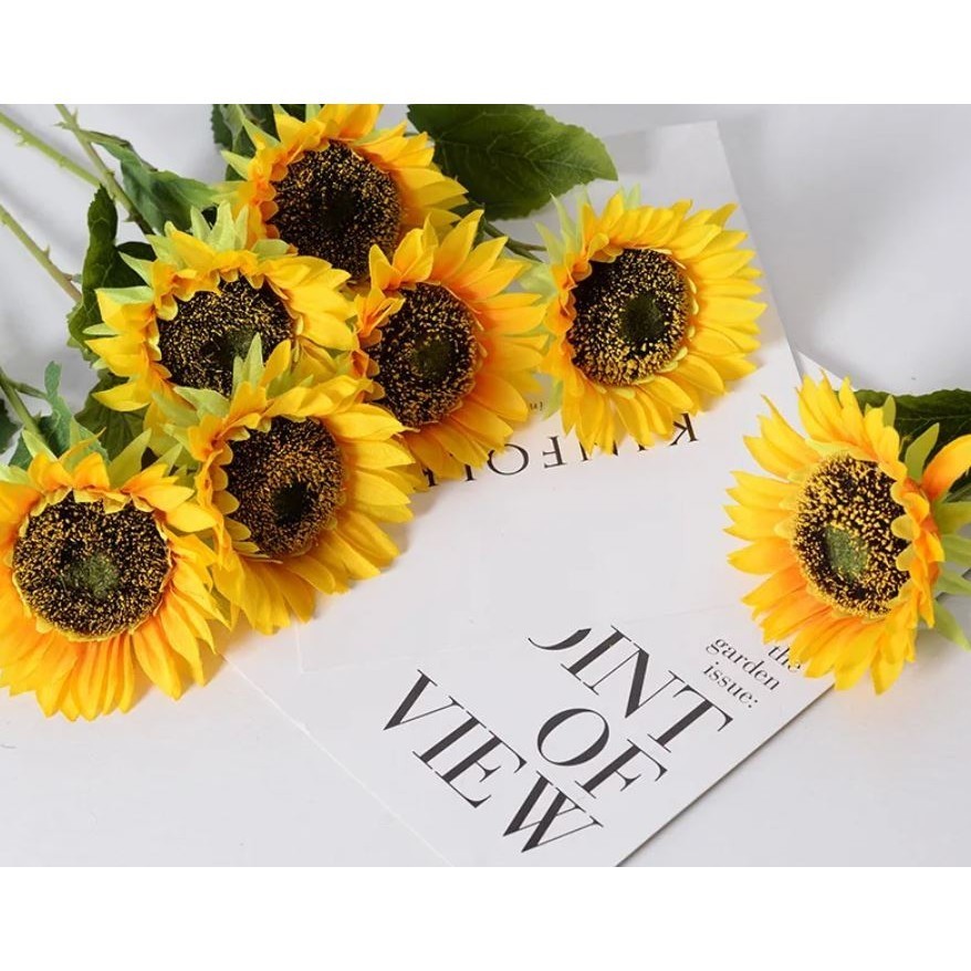 3/5 heads Sunflower Decoration Artificial Sunflower Flower Realistic Silk Daisies for Home Flower Wedding Party (2835L)