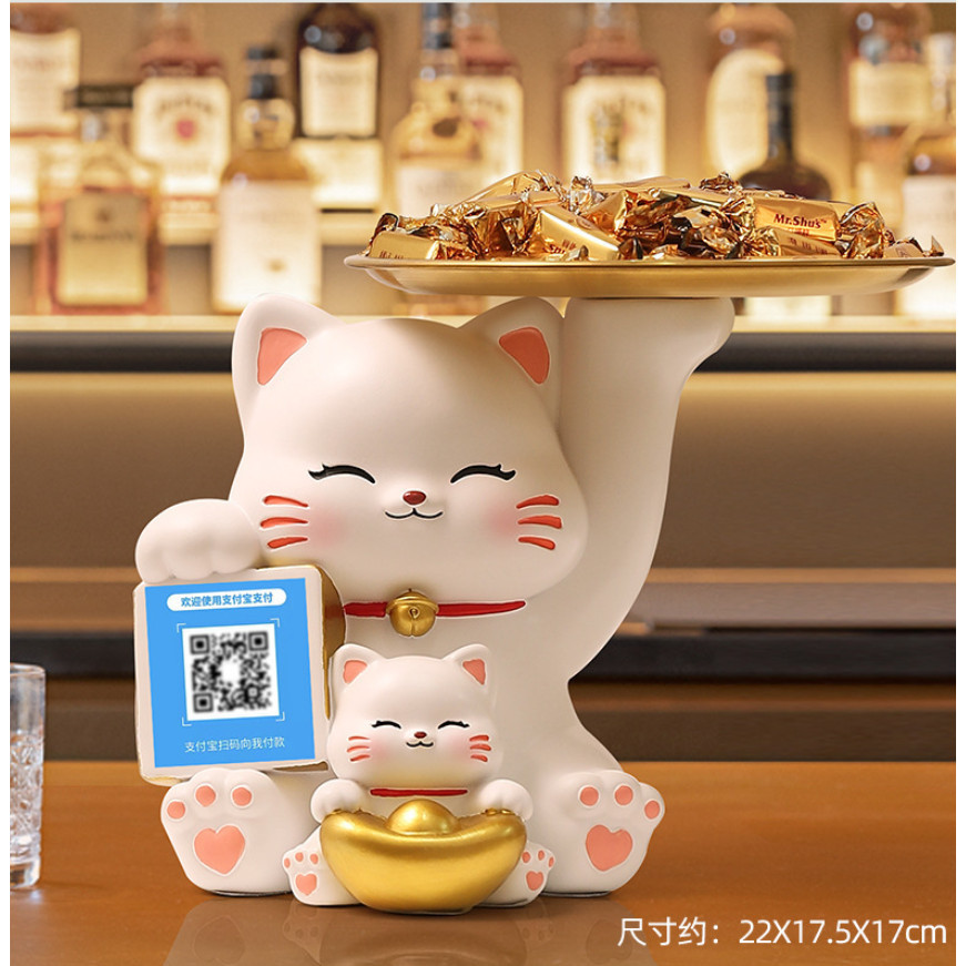 Flower Vase Decoration Keys Holder Resin Cat Statue Plant Planters Resin Vase 招财猫新款钥匙玄关收纳摆件(2806L) - Image 10