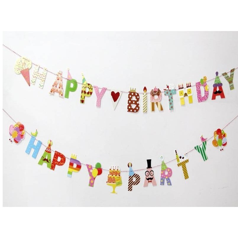 Bunting Girl Boy Kids Cartoon Pull Bar Photo Props Garland Hanging Party Event Happy Birthday Banner 派对彩旗 (394L)