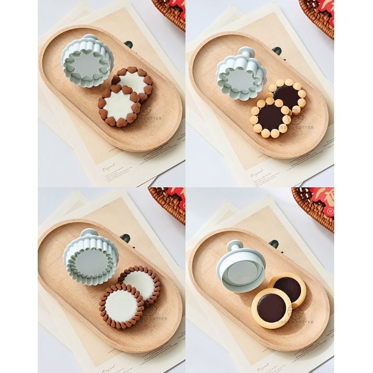 4 Pcs Jam Sandwich Cookie Cutter Mold 3D Biscuit Mould Pressable Chocolate Fondant Stamp情人节巧克力夹心曲奇礼盒饼干模具(2920L) - Image 6