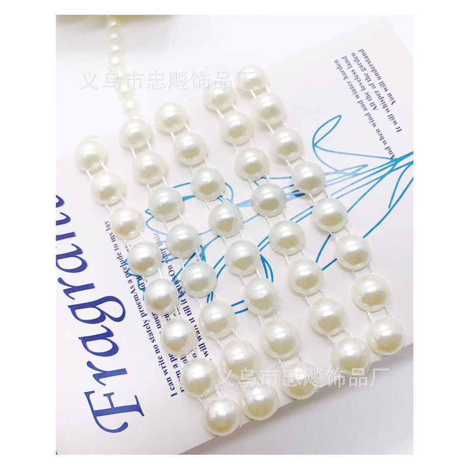 1roll 6/8/10mm Half Round Pearl Beads Chain Garland Flowers Acrylic Beads For Wedding Decoration 半面定位连线珠链 (2061L) - Image 8