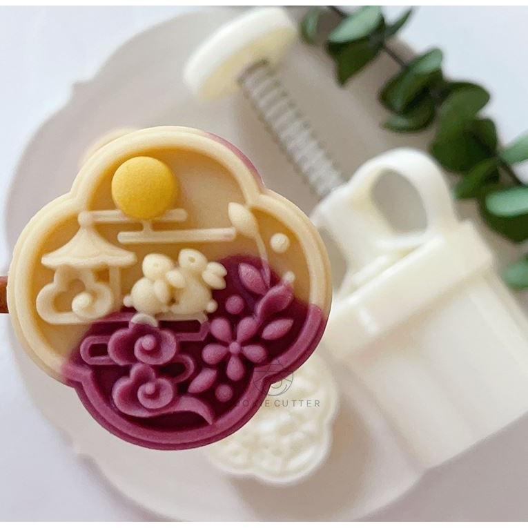 50g 63g Creative Mid-Autumn Mooncake Pressed Mould Bunny Moon Pattern Stamp Dec中式国风立体广寒宫中秋节月饼模具满月月桂兔(2918L) - Image 4
