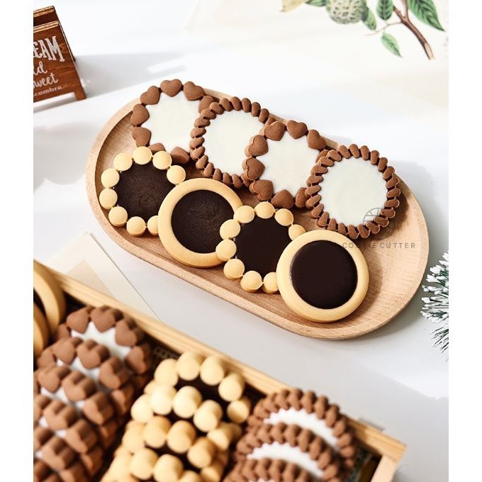 4 Pcs Jam Sandwich Cookie Cutter Mold 3D Biscuit Mould Pressable Chocolate Fondant Stamp情人节巧克力夹心曲奇礼盒饼干模具(2920L) - Image 4