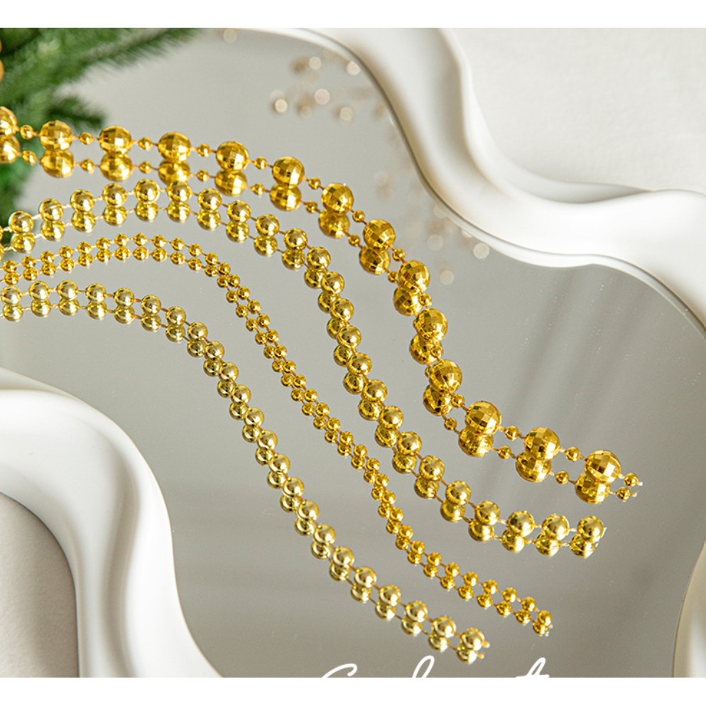 1yard 8mm Christmas Bead Chain Pendant Christmas Tree Decoration Pearl Beads Chain Ornament Christmas 电镀珠串珠 (619L) - Image 9