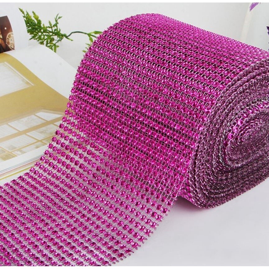 1yard Sparkling colorful Plated Diamond Mesh Wrap Crystal Rhinestone Ribbon Accessories (616L) - Image 16