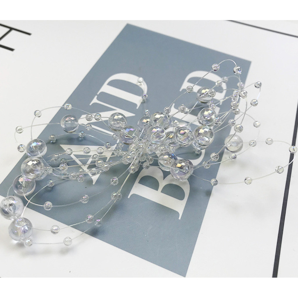 1yard Fishing Line Artificial Pearls Beads Chain Garland Flowers Wedding Party Decoration Brides Headgear 满天星鱼线珠链 (614L) - Image 6