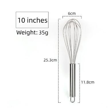 8/10/12inches Stainless Steel Balloon Wire Whisk Manual Egg Beater Mixer Kitchen Baking Utensil Milk Cream Butter(2464L) - Image 9