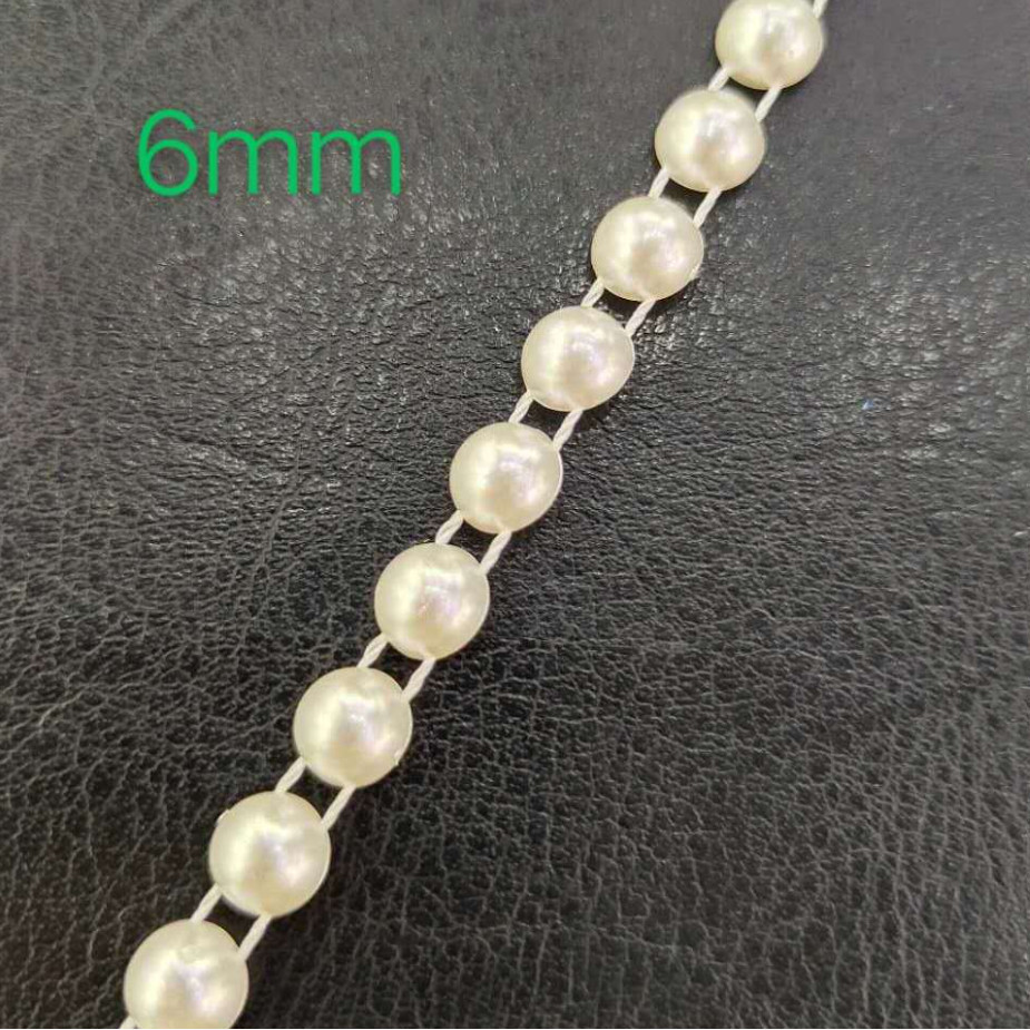 1yard/pack 6mm~10mm Half Round Pearl Beads Chain Garland Flowers Acrylic Beads For Wedding Decoration 半面定位连线珠链 (613L) - Image 8