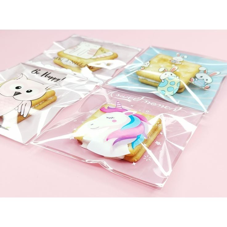 100pcs 10x10cm Cute Cat Cartoon Gifts Bags Cookie Packaging Self-adhesive Plastic Bags For Biscuits Candy Food (1268L) - Image 3