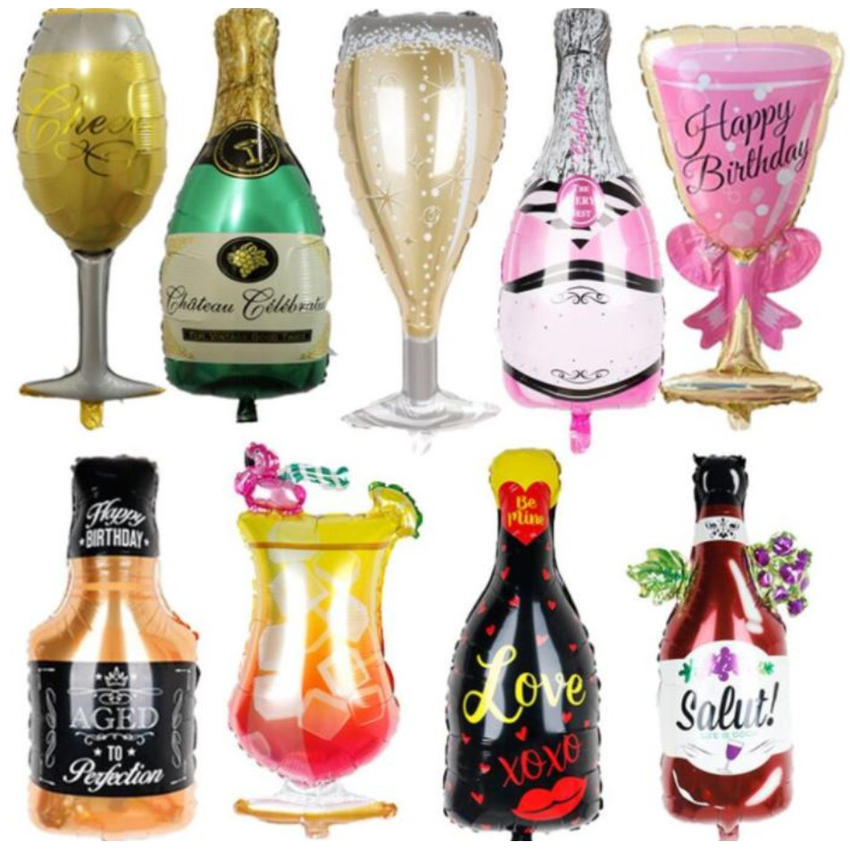 Large champagne bottle, balloon, birthday glass, goblet party, bubble party, flamingo cocktail 大号香槟酒瓶酒杯铝膜气球 (213L) - Image 3