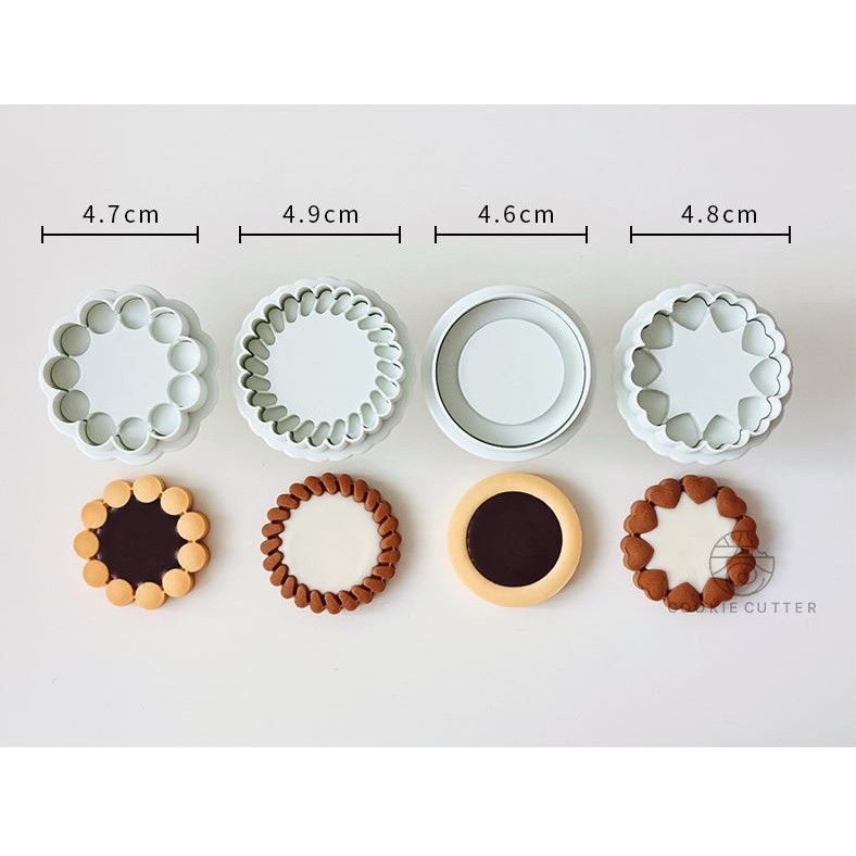 4 Pcs Jam Sandwich Cookie Cutter Mold 3D Biscuit Mould Pressable Chocolate Fondant Stamp情人节巧克力夹心曲奇礼盒饼干模具(2920L) - Image 7
