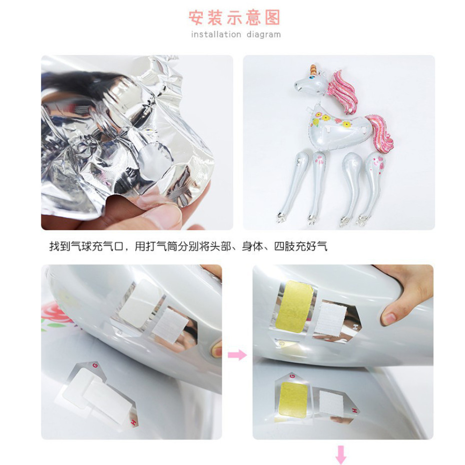 116x106 cm Super Large Unicorn Balloon 3D Standing birthday balloons birthday party decorations kids 大号立体拼装独角兽气球 (266L) - Image 5