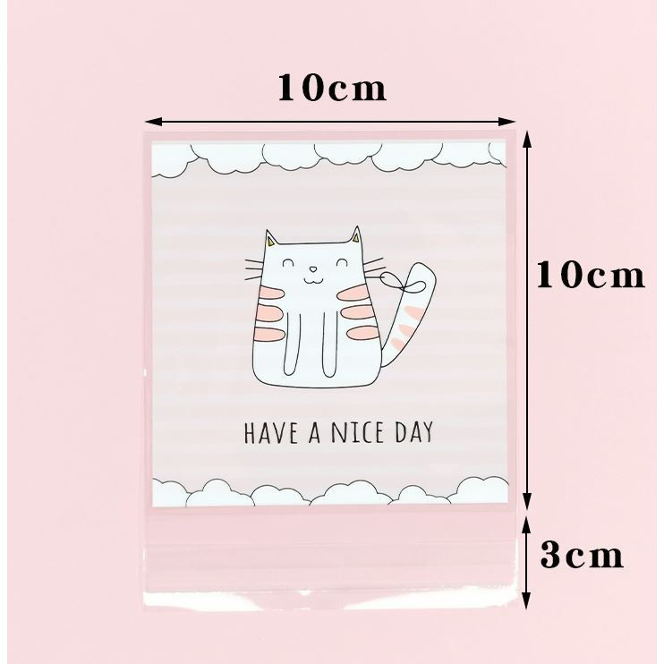 100pcs 10x10cm Cute Cat Cartoon Gifts Bags Cookie Packaging Self-adhesive Plastic Bags For Biscuits Candy Food (1268L) - Image 5