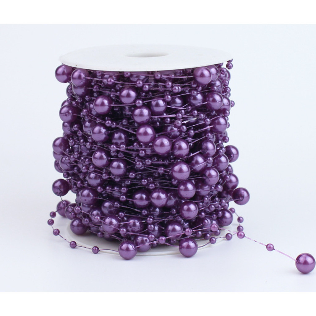 1yard Fishing Line Artificial Pearls Beads Chain Garland Flowers Wedding Party Decoration Brides Headgear 满天星鱼线珠链 (614L) - Image 12