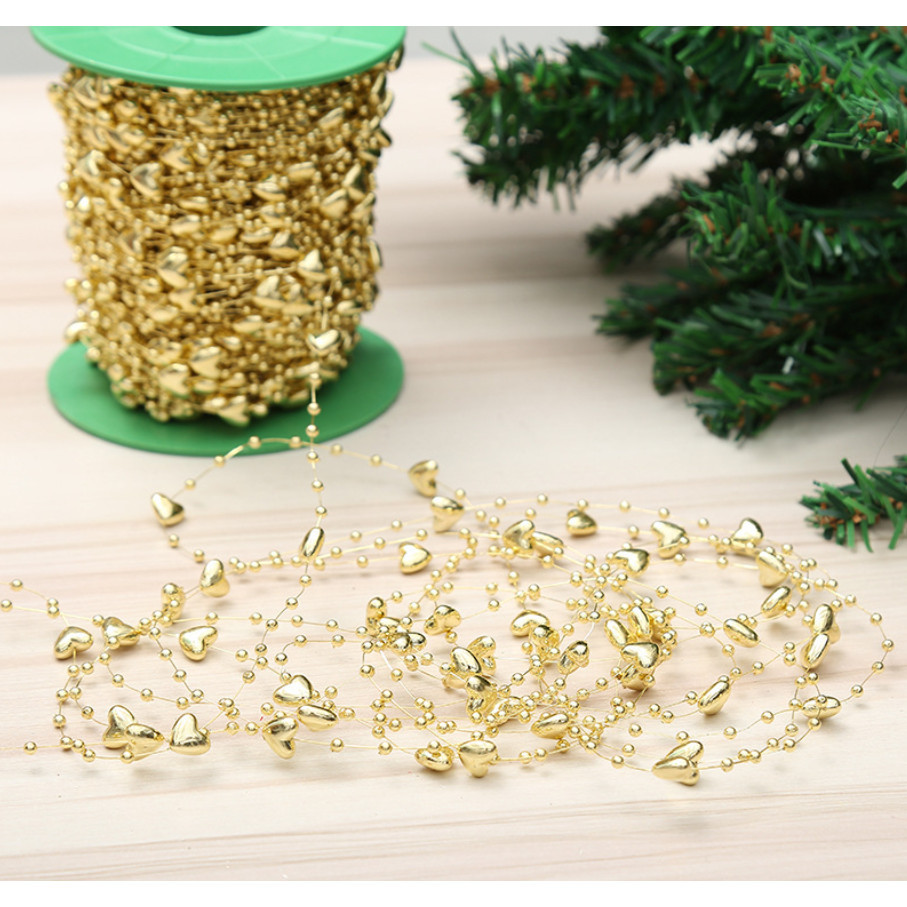 1yard Length 9mm Love Heart Shaped Artificial Pearls Bead Fishing Line Chain Party Home Decoration 鱼线连线珠满天星 (1173L)